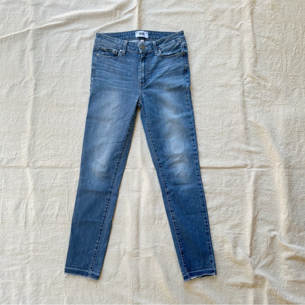 PAIGE Women's Blue Hoxton Ankle Peg Skinny Jeans w/Let Down Hem (Size 27)